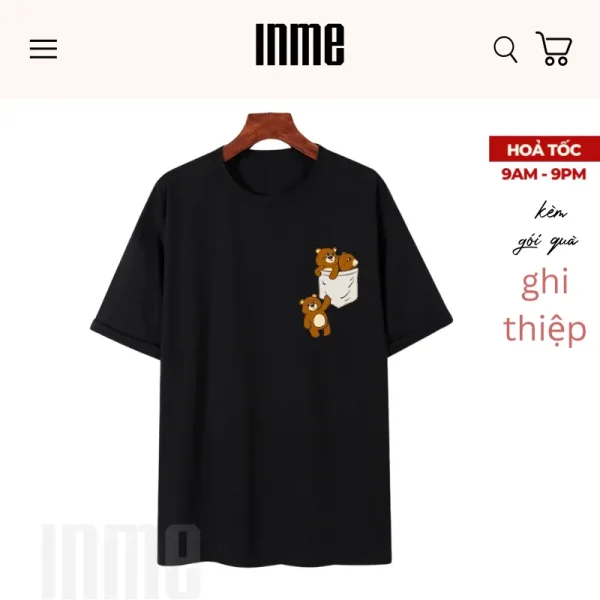 BST Áo Thun và Túi Canvas Họa tiết 3 Chú Gấu Nâu – INME Studio - Hình ảnh 3
