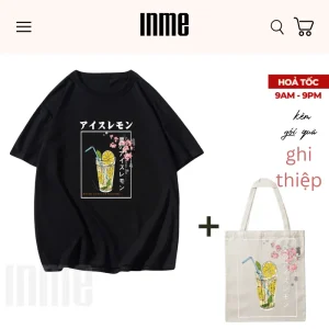 BST Đồ Uống Nhật Bản _ Chanh Đá Áo Thun Cotton và Túi Canvas - INME Studio