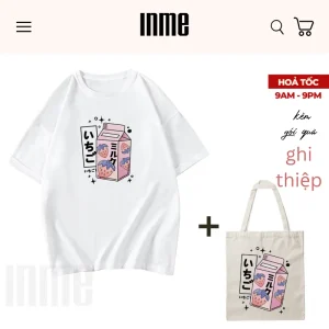 BST Đồ Uống Nhật Bản - Sữa Dâu _ Áo thun Cotton & Túi Canvas _ INME Studio
