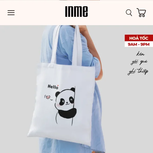 BST Gấu Trúc Hello _ Túi Canvas & Áo Thun Cotton _ INME Studio - Hình ảnh 6
