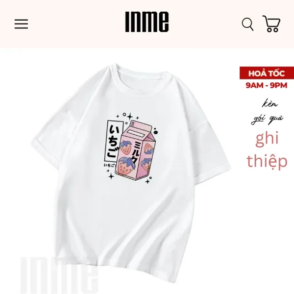 BST Đồ Uống Nhật Bản - Sữa Dâu _ Áo thun Cotton & Túi Canvas _ INME Studio - Hình ảnh 3