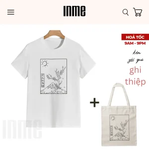 BST Núi Phú Sĩ - Trắng Đen _ Áo Thun Cotton & Túi Canvas _ INME Studio