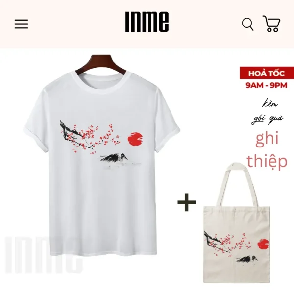 BST Núi Phú Sĩ Và Hoa Anh Đào _ Áo Thun Cotton & Túi Canvas _ INME Studio