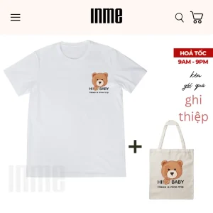 BST Áo Thun và Túi Canvas Mẫu Bear Hi Baby - INME Studio