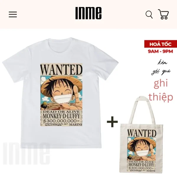 BST Luffy - Wanted _ Áo Thun Cotton & Túi Vải Canvas _ INME Studio