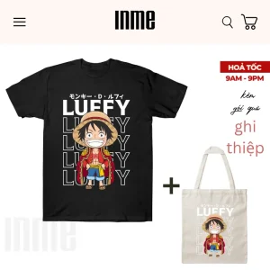 BST Luffy - Chibi _ Áo Thun Cotton & Túi Vải Canvas _ INME Studio