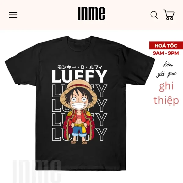 BST Luffy - Chibi _ Áo Thun Cotton & Túi Vải Canvas _ INME Studio - Hình ảnh 3