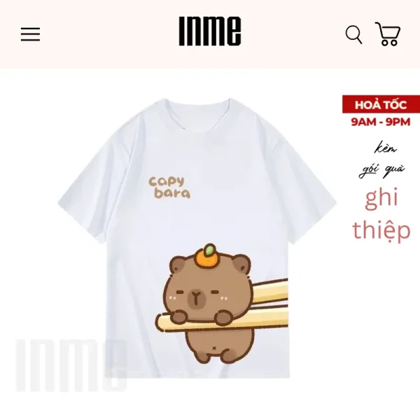 BST Túi Canvas và Áo Thun Cotton Họa Tiết Capybara Ngộ Nghĩnh - INME Studio - Hình ảnh 3
