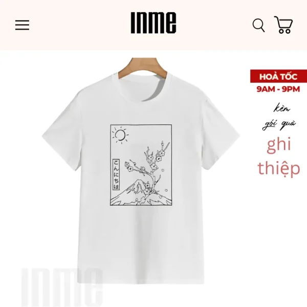 BST Núi Phú Sĩ - Trắng Đen _ Áo Thun Cotton & Túi Canvas _ INME Studio - Hình ảnh 3