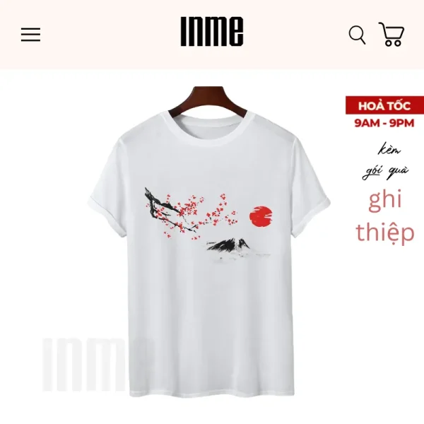 BST Núi Phú Sĩ Và Hoa Anh Đào _ Áo Thun Cotton & Túi Canvas _ INME Studio - Hình ảnh 3