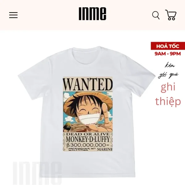 BST Luffy - Wanted _ Áo Thun Cotton & Túi Vải Canvas _ INME Studio - Hình ảnh 3