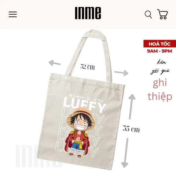 BST Luffy - Chibi _ Áo Thun Cotton & Túi Vải Canvas _ INME Studio - Hình ảnh 4