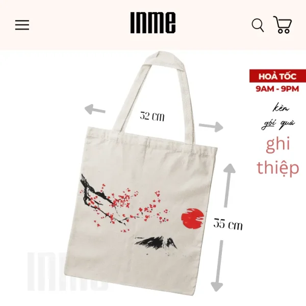 BST Núi Phú Sĩ Và Hoa Anh Đào _ Áo Thun Cotton & Túi Canvas _ INME Studio - Hình ảnh 5