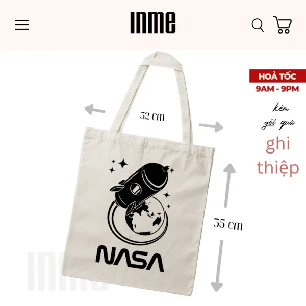 BST Nasa 01 _ Áo Thun Cotton & Túi Vải Canvas _ INME Studio - Hình ảnh 5