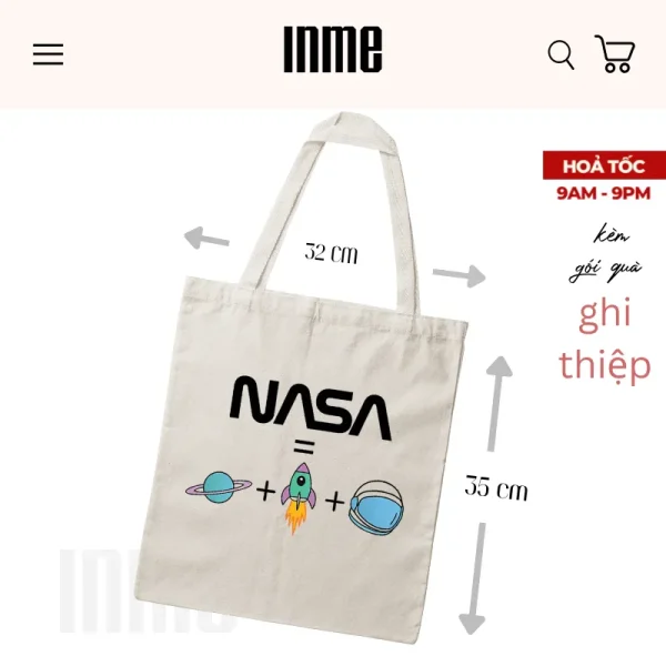 BST Nasa 02 _ Áo Thun Cotton & Túi Vải Canvas _ INME Studio - Hình ảnh 4