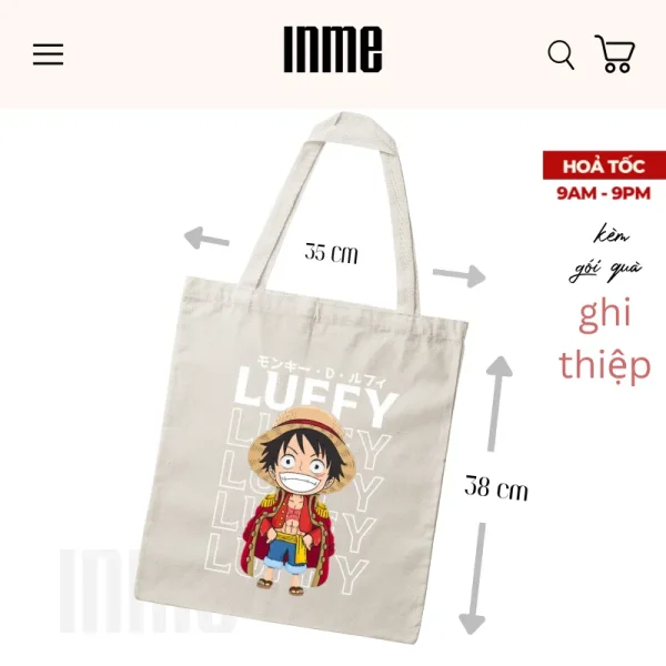 BST Luffy - Chibi _ Áo Thun Cotton & Túi Vải Canvas _ INME Studio - Hình ảnh 5