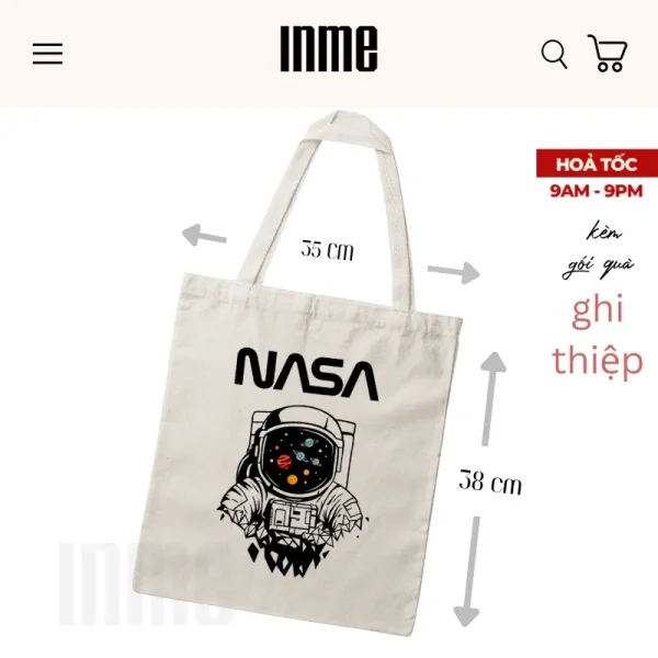 BST Nasa 03 _ Áo Thun Cotton & Túi Vải Canvas _ INME Studio - Hình ảnh 5