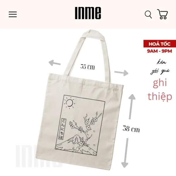 BST Núi Phú Sĩ - Trắng Đen _ Áo Thun Cotton & Túi Canvas _ INME Studio - Hình ảnh 5