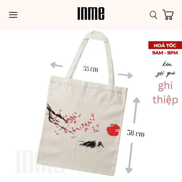 BST Núi Phú Sĩ Và Hoa Anh Đào _ Áo Thun Cotton & Túi Canvas _ INME Studio - Hình ảnh 4