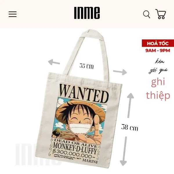 BST Luffy - Wanted _ Áo Thun Cotton & Túi Vải Canvas _ INME Studio - Hình ảnh 4