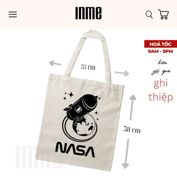 BST Nasa 01 _ Áo Thun Cotton & Túi Vải Canvas _ INME Studio - Hình ảnh 4
