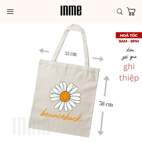 BST Bounceback Hoa Cúc Áo Thun Cotton và Túi Vải Canvas - INME Studio - Hình ảnh 5