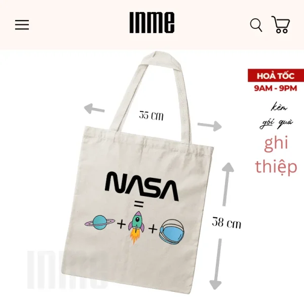 BST Nasa 02 _ Áo Thun Cotton & Túi Vải Canvas _ INME Studio - Hình ảnh 5