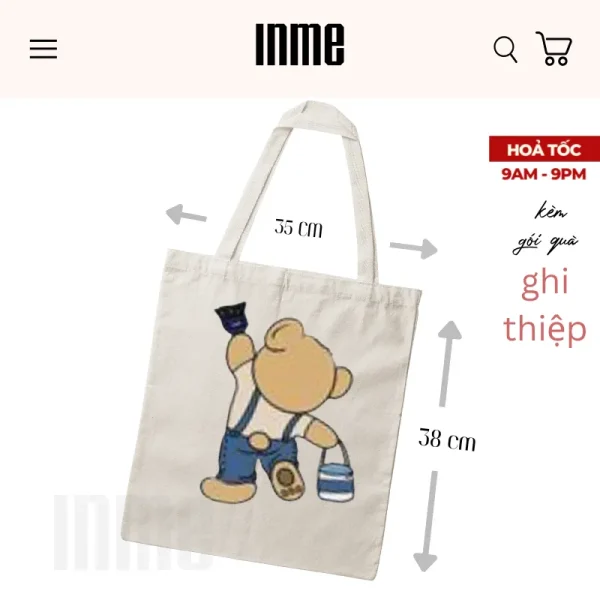 BST Áo Thun và Túi Canvas Mẫu Gấu Họa Sĩ – INME Studio - Hình ảnh 5