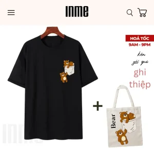 BST Áo Thun và Túi Canvas Họa tiết 3 Chú Gấu Nâu – INME Studio