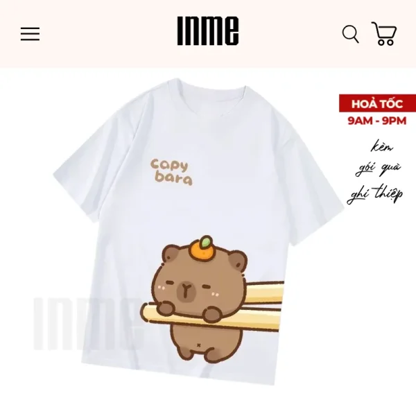 Áo Thun Unisex INME CAPYBARA Form Rộng Cổ Tròn 100% Cotton