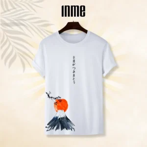 Áo Thun Unisex INME Họa Tiết Núi Phú Sĩ Phong Cách Japan 100% Cotton
