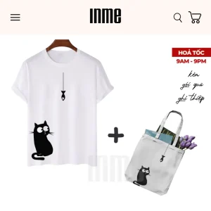BST Cat And Fish _ Áo Thun Cotton 100% và Túi Vải Canvas _ INME Studio